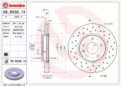 Купить запчасть BREMBO - 09.B356.1X Диск перфорированный Brembo Xtra 09.B356.1X