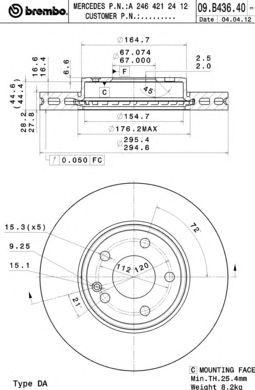 Купить запчасть BREMBO - 09B43641 