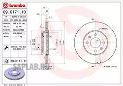 Купить запчасть BREMBO - 09C17111 Диск тормозной UV Coated перед HYUNDAI ACCENT IV Saloon (RB) 1.6 11.2010 -  <=> KIA RIO III Saloon (UB) 1.6 CVVT 06.2012 - 