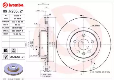 Купить запчасть BREMBO - 09.N265.21 Диск тормозной 09.N265.21