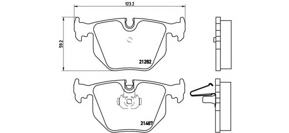 Купить запчасть Brembo - P06020 Колодки тормозные дисковые зад BMW X5 (E53) 3.0 i 05.2000 - 12.2006 <=> BMW X5 (E53) 3.0 d 12.2003 - 12.2006