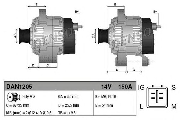 Купить запчасть Denso - DAN1205 Генератор LEXUS GX (09-) LEXUS LX (07-) TOYOTA LAND CRUISER (J200) (07-)