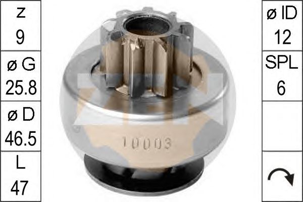 Купить запчасть ERA - ZN10003 Бендикс стартера CHEVROLET/OPEL