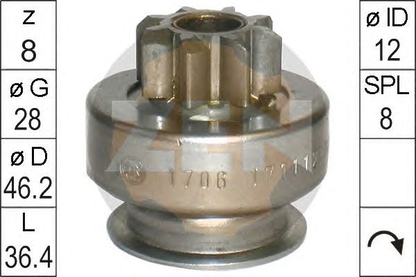 Купить запчасть ERA - ZN1706 Бендикс стартера KIA CEED, MITSUBISHI LANCER