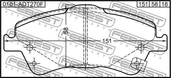 Купить запчасть FEBEST - 0101-ADT270F Колодки передние TOYOTA COROLLA E150 2006-2013 0101-ADT270F