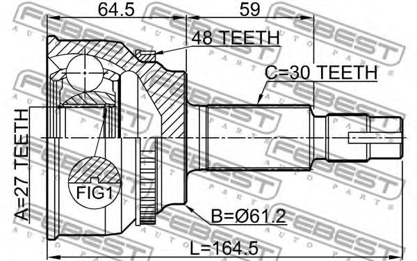 Купить запчасть FEBEST - 0110-AVV50A48 ШРУС наружный 27X61.2X30 TOYOTA CAMRY V51/V50 2011- 0110-AVV50A48