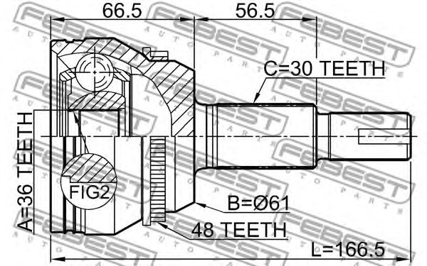 Купить запчасть FEBEST - 0110-GSX30A48 ШРУС внешний LEXUS RX400H 05-08, TOYOTA AVALON 05-12 0110-GSX30A48