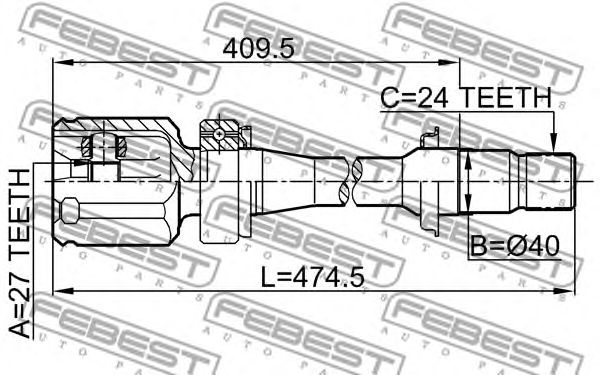 Купить запчасть Febest - 0111ACV30RH ШРУС внутренний перед прав TOYOTA CAMRY (JPP) ACV40/ASV40/GSV40 2006.01-2011.08 [US]/27*40*24 ММ