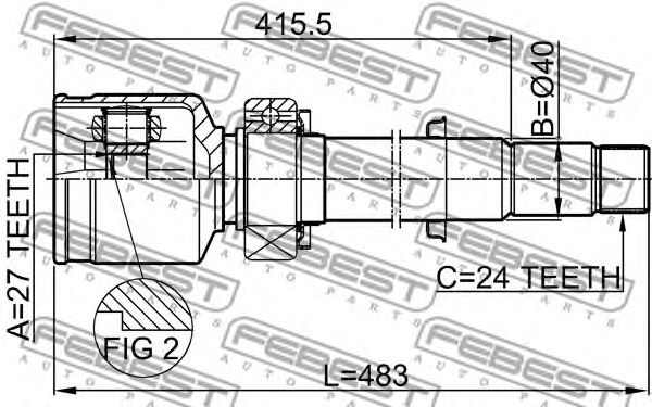 Купить запчасть Febest - 0111GSV40RH ШРУС внутренний  прав TOYOTA CAMRY (JPP) ACV40/ASV40/GSV40 2006.01-2011.08 [US]/27*40*24 ММ