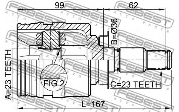 Купить запчасть Febest - 0111SXA10RH ШРУС внутренний прав TOYOTA CALDINA AT191/CT19#/ET196/ST19# 1992.11-2002.06 [JP]/23*36*23 ММ