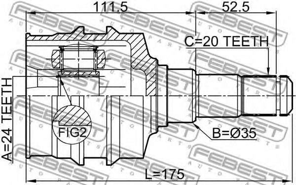 Купить запчасть FEBEST - 0111-SXV20LH ШРУС внутренний левый 24x35x20 0111-SXV20LH