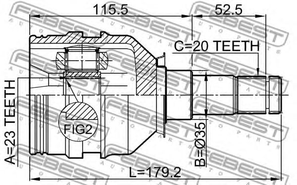 Купить запчасть FEBEST - 0111-ZZT250 ШРУС внутренний TOYOTA COROLLA E15 0111-ZZT250