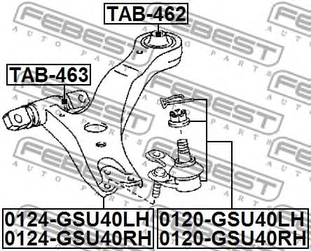 Купить запчасть FEBEST - 0120-GSU40LH Опора шаровая нижн левая TOYOTA HIGHLANDER 4WD 2007-2013 0120-GSU40LH