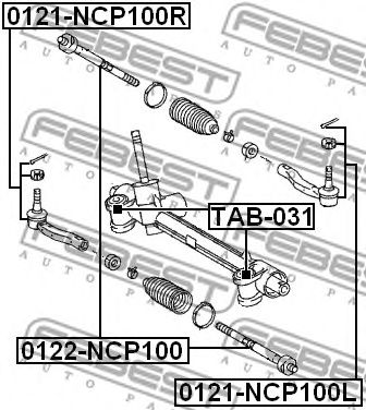 Купить запчасть FEBEST - 0121-NCP100R Наконечник рулевой правый TOYOTA YARIS (P13) 11- 0121-NCP100R