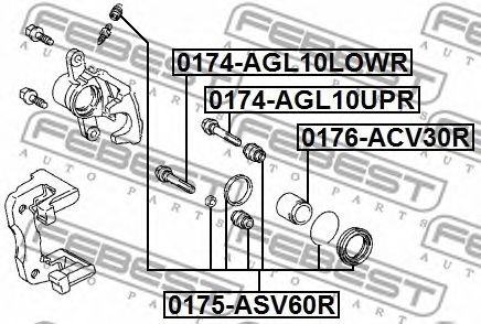 Купить запчасть Febest - 0174AGL10LOWR Втулка направляющая тормозного суппорта зад прав/лев TOYOTA RAV4 ACA3#/ALA3#/GSA33/ZSA3# 2005.11-2012.12 [GR]