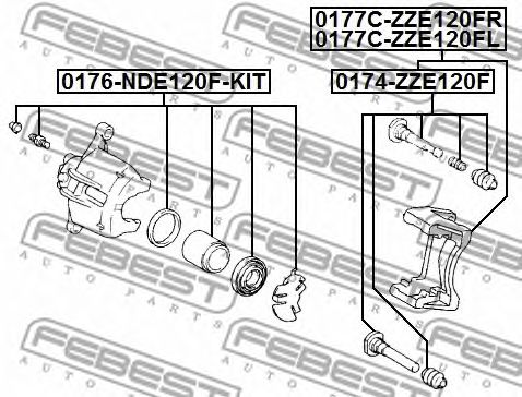 Купить запчасть FEBEST - 0176-NDE120F-KIT Поршень передн суппорта ремкомпл TOYOTA COROLLA (E12) 2001-2007 0176-NDE120F-KIT