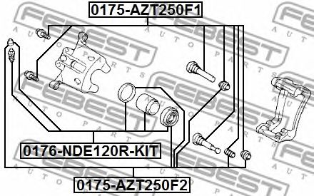 Купить запчасть FEBEST - 0176-NDE120R-KIT Поршень задн суппорта ремкомпл TOYOTA COROLLA (E12) 0176-NDE120R-KIT