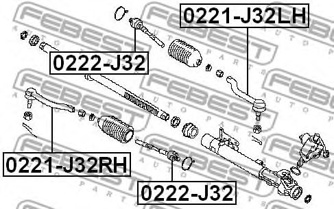 Купить запчасть FEBEST - 0221-J32RH Наконечник рулевой 0221-J32RH