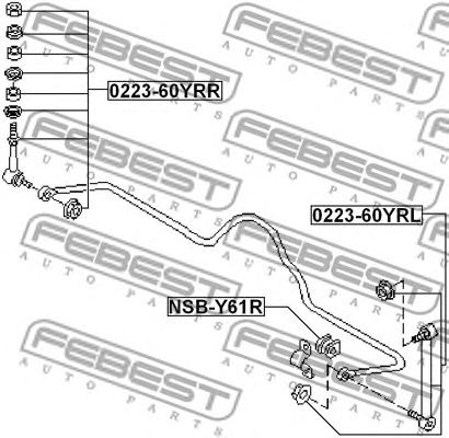 Купить запчасть FEBEST - 0223-60YRL Тяга стабилизатора задн левая NISSAN PRIMERA P10 1990-1996 0223-60YRL