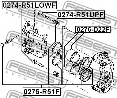 Купить запчасть FEBEST - 0275-R51F Ремкомплект передн суппорта NISSAN MURANO Z50 2002-2007 0275-R51F