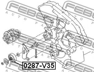 Купить запчасть FEBEST - 0287-V35 Ролик натяжной NISSAN TERRANO III/PATHFINDER R50 1995-2003 0287-V35