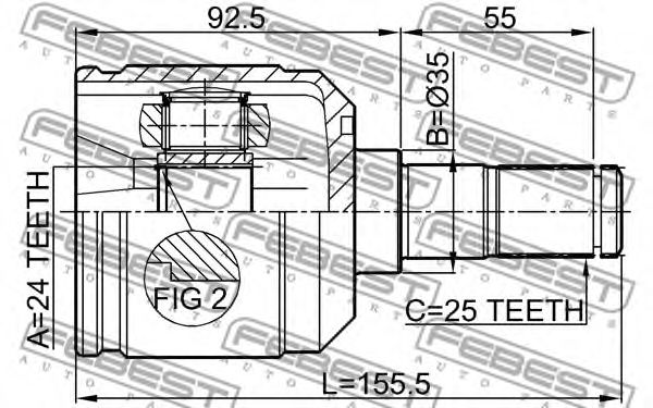 Купить запчасть FEBEST - 0411-E55 ШРУС 0411-E55
