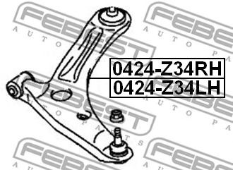 Купить запчасть FEBEST - 0424-Z34RH Рычаг правый MITSUBISHI COLT Z32A/Z34A/Z36A/Z37A/Z38A/Z39A 2004-2012 0424-Z34RH