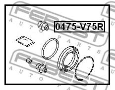 Купить запчасть FEBEST - 0475-V75R Ремкомплект задн суппорта MITSUBISHI PAJERO IV/MONTERO V87W/V97W 2006- 0475-V75R