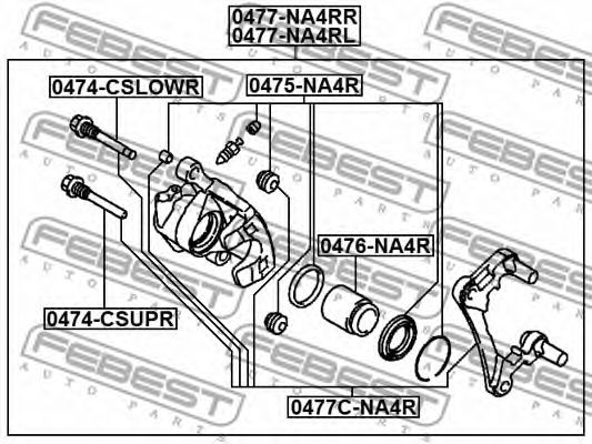 Купить запчасть FEBEST - 0477-NA4RL Суппорт задн левый MITSUBISHI OUTLANDER CW# 2006-2012 0477-NA4RL