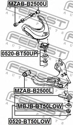 Купить запчасть FEBEST - 0520-BT50UP Опора шаровая верхняя MAZDA BT-50 UN 2006-2011 0520-BT50UP