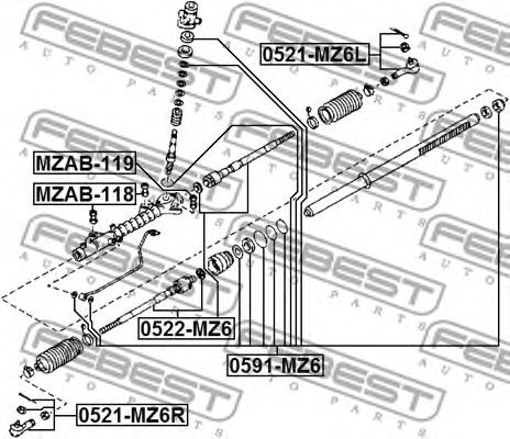 Купить запчасть FEBEST - 0521-MZ6L Наконечник рулевой левый MAZDA 6 GG 2002-2008 0521-MZ6L