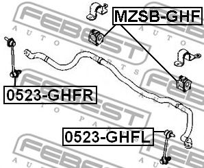 Купить запчасть FEBEST - 0523-GHFL Тяга стабилизатора передн левая MAZDA 6 GH 2008-2013 0523-GHFL