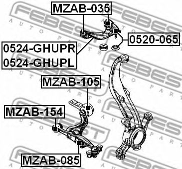Купить запчасть FEBEST - 0524-GHUPL Рычаг верхн левый MAZDA 6 GH 2008-2013 0524-GHUPL