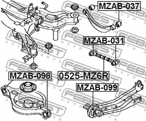Купить запчасть FEBEST - 0525-MZ6R Тяга задн подвески попереч регулируемая MAZDA 6 WAGON GY 2002-2008 0525-MZ6R