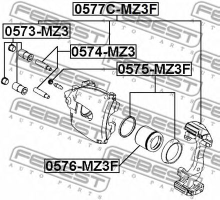Купить запчасть FEBEST - 0575-MZ3F Ремкомплект передн суппорта MAZDA 3 BK 2003-2008 0575-MZ3F