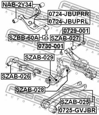 Купить запчасть FEBEST - 0724-JBUPRR Рычаг задн подвески верхн правый SUZUKI GRAND VITARA/ESCUDO 2006-2014 0724-JBUPRR