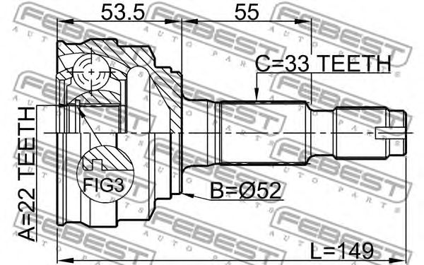 Купить запчасть FEBEST - 1110-011 ШРУС внешний CHEVROLET LACETTI (J200) 22x52x33 1110-011