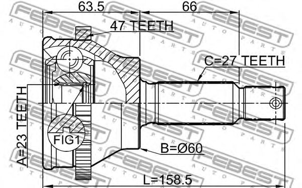 Купить запчасть FEBEST - 1210-EFATA47 ШРУС 1210-EFATA47