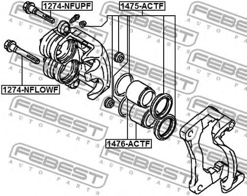 Купить запчасть FEBEST - 1475-ACTF Ремкомплект суппорта переднего SSANGYONG KYRON 05-15, ACTYON 01-09 1475-ACTF