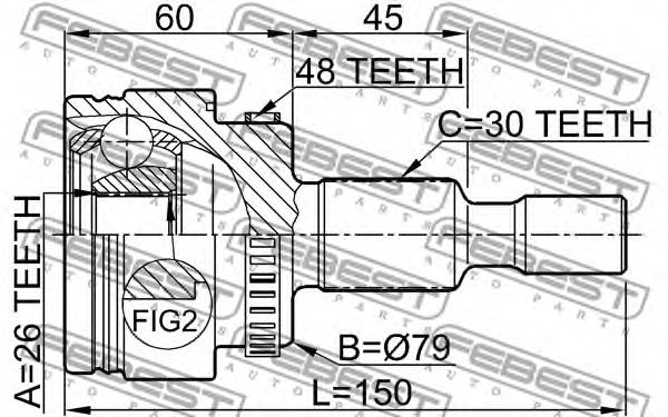 Купить запчасть FEBEST - 1610-163A48 ШРУС 1610-163A48