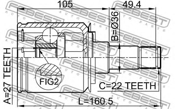 Купить запчасть FEBEST - 1611-169 ШРУС 1611-169