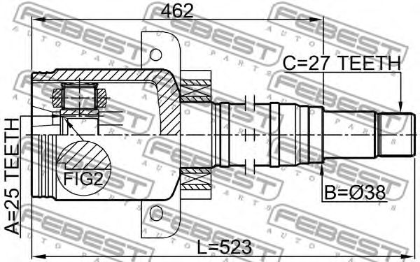 Купить запчасть FEBEST - 1611-169CVTRH ШРУС внутренний правый 25x37.9x27 1611-169CVTRH