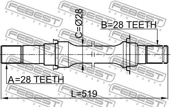 Купить запчасть FEBEST - 2212-CAR Вал привода KIA MES:CARNIVAL 19980615-20050930 2212-CAR