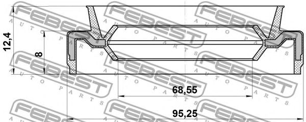 Купить запчасть FEBEST - 95EAS-70950812X Сальник ступицы (70X95X8X12.4) 95EAS-70950812X