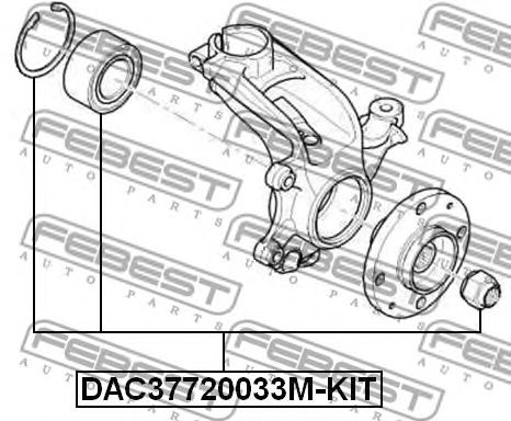 Купить запчасть FEBEST - DAC37720033M-KIT Подшипник ступицы передний CITROEN C3 2002-2009, PEUGEOT 207/208 DAC37720033M-KIT