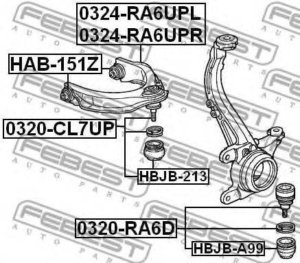 Купить запчасть FEBEST - HAB-151Z Сайлентблок верхн рычага HONDA ACCORD CF3/CF4/CF5/CL1/CL3 1998-2002 HAB-151Z