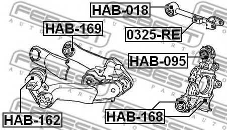 Купить запчасть FEBEST - HAB162 Сайлентблок рычага подвески (комплект) зад прав/лев HONDA CR-V RE3/RE4 2007-2012