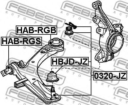 Купить запчасть Febest - HABRGB Сайлентблок нижнего рычага подвески  перед прав/лев HONDA STEP WGN RG1/RG2/RG3/RG4 2005-2009