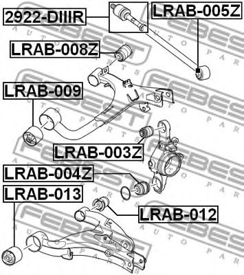 Купить запчасть FEBEST - LRAB-008Z Сайлентблок задн верхн рычага RANGE ROVER SPORT 05-13 LRAB-008Z