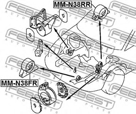 Купить запчасть Febest - MMN38RR Подушка двигателя  зад прав/лев MITSUBISHI RVR N10/20# 1991.01-1997.03 [JPN]